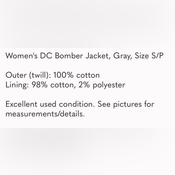EUC - WOMENS DC BOMBER JACKET SLIM FIT SIZE SMALL - Picture 11 of 11